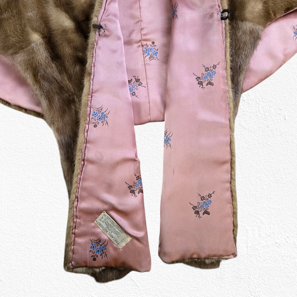 1940s Vintage Mink Fur Capelet Shrug Satin Lined Hollywood Glam Wrap Medium Fit - Picture 6 of 10